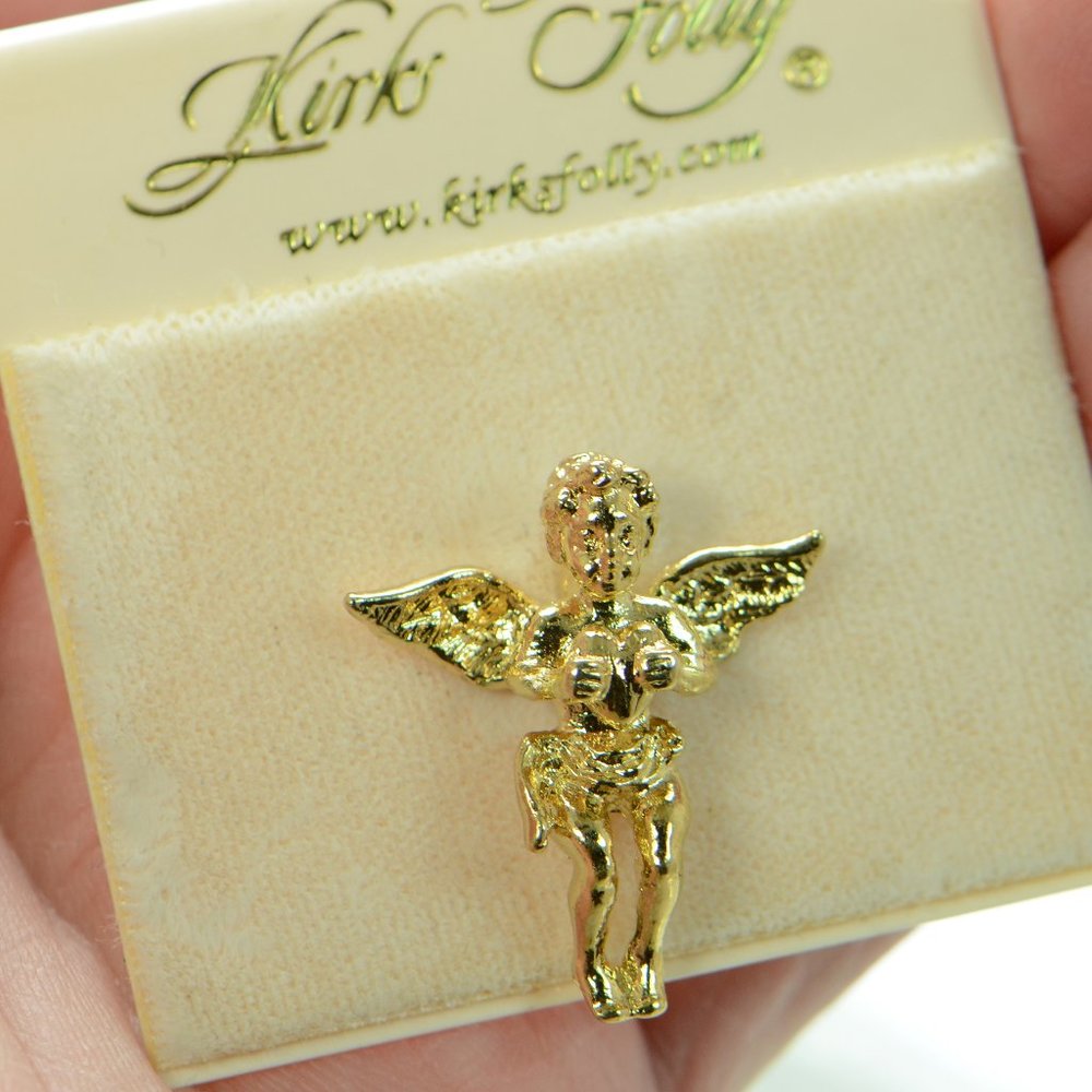 Kirks Folly Gold-tone Cherub with Heart Tac Pin